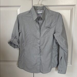 Columbia Light Gray PFG “Tamiami” Long Sleeve Shirt Wmns Size XS